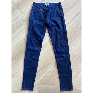 PAIGE Verdugo Ultra Skinny Jeans Navy Blue Paisley Pattern Womens